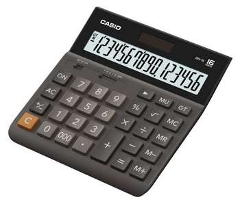 Калькулятор CASIO DH-16-BK-S-EH коричневый/черный 16-разр.