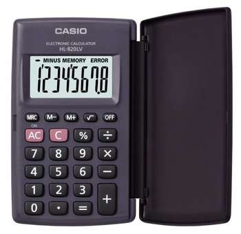 Калькулятор CASIO карманный HL-820LV-BK-W-GP черный 8-разр.