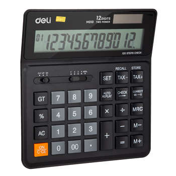 Калькулятор DELI бухгалтерский EM01020 черный 12-разр.