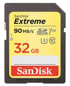Карта памяти SanDisk Extreme SDHC Card 32GB 90MB/s V30 UHS-I U3 SDSDXVE-032G-GNCIN