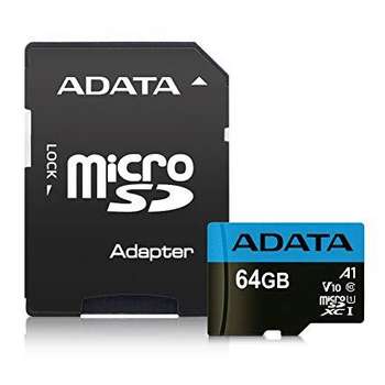 Карта памяти ADATA MICRO SDXC 64GB CLASS10 W/A AUSDX64GUICL10A1-RA1