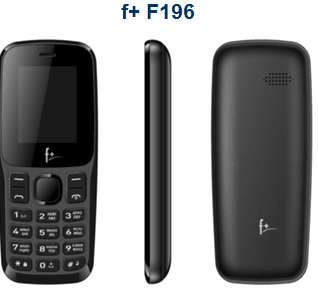 Сотовый телефон F+ Телефон сотовый F196 Black, 1.77'' 128x160, 32MB RAM, 32MB, up to 16GB flash, 2 Sim, BT v2.1, Micro-USB, 600mAh, 62g, 113,5 ммx46,8 ммx12,2 мм F196 Black