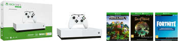 Игровая приставка Microsoft Игровая консоль Xbox One S All-Digital Edition белый в комплекте: 3 игры: Minecraft, Sea of Thieves, Fortnite
