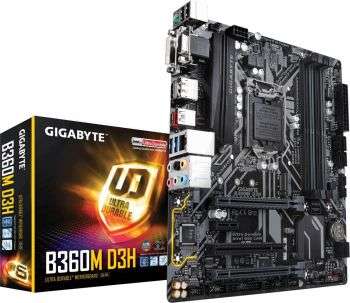 Материнская плата Gigabyte B360M D3H Soc-1151v2 Intel B360 4xDDR4 mATX AC`97 8ch GbLAN+VGA+DVI+HDMI+DP