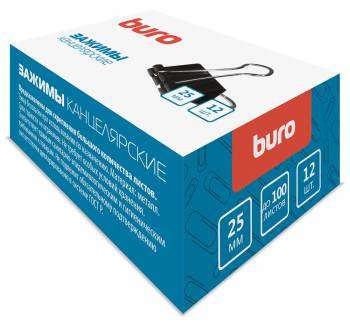 Канцтовар BURO Зажимы 065000301 металл 25мм черный  картонная коробка