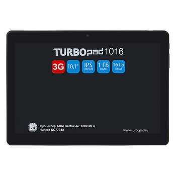 Планшет TURBO TurboPad 1016 SC7731E 4C RAM1Gb ROM16Gb 10.1" IPS 1280x800 3G Android 9.0 черный 2Mpix 0.3Mpix BT GPS WiFi Touch microSD 32Gb minUSB 5000mAh РТ00020522