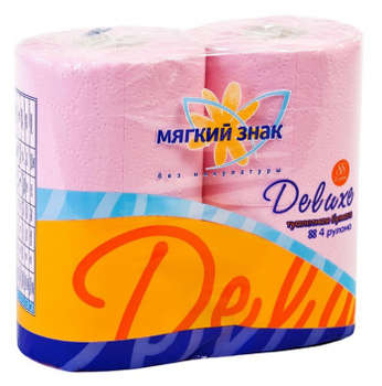 Бумага туалетная МЯГКИЙ ЗНАК Deluxe бытовая 2-хслойная розовый