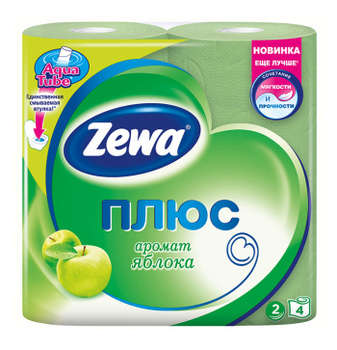 Бумага туалетная ZEWA Плюс Яблоко бытовая 2-хслойная 23м зеленый
