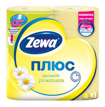 Бумага туалетная ZEWA Плюс Ромашка бытовая 2-хслойная 23м желтый