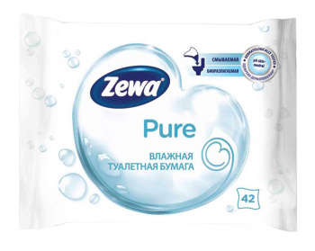 Бумага туалетная ZEWA Pure бытовая влажн. белый