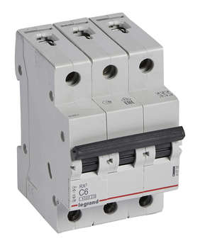 Автоматический выключатель Legrand Выключатель автоматический 419705 RX3 6A тип C 4.5kA 3П 400В 3мод
