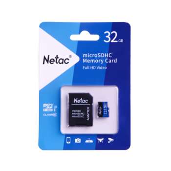 Карта памяти Netac MicroSD card P500 Standard 32GB, retail version w/SD adapter NT02P500STN-032G-R