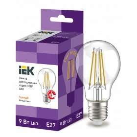 Лампа IEK LLF-A60-9-230-40-E27-CL LED A60 шар прозр. 9Вт 230В 4000К E27 серия 360°