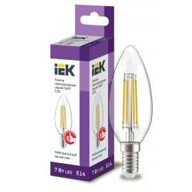 Лампа IEK LLF-C35-7-230-40-E14-CL LED C35 свеча прозр. 7Вт 230В 4000К E14 серия 360°