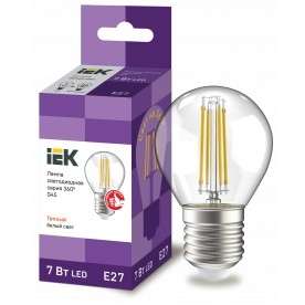 Лампа IEK LLF-G45-7-230-30-E27-CL LED G45 шар прозр. 7Вт 230В 3000К E27 серия 360°