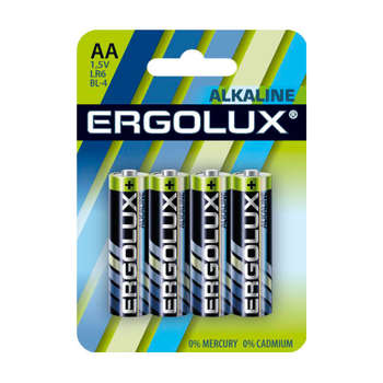 Аккумулятор ERGOLUX Батарея Alkaline LR6-BL4 AA 2800mAh  блистер