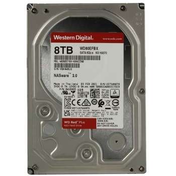 Жесткий диск HDD Western Digital 8TB WD80EFBX Red Plus {Serial ATA III, 7200- rpm, 256Mb, 3.5", NAS Edition}