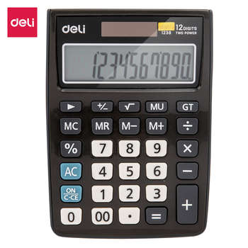 Калькулятор DELI настольный E1238black черный 12-разр.