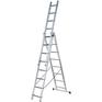 Стремянка Fit РОС Лестница трехсекционная алюминиевая, 3 х 9 ступеней, H=257/426/591 см, вес 11,18 кг          [65434]