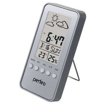 Акустическая система Perfeo Часы-метеостанция "Window", серебряный,  время, температура, влажность, дата