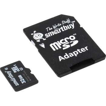 Карта памяти Smart Buy Micro SecureDigital 32Gb SB32GBSDCL10-01 {Micro SDHC Class 10, SD adapter}