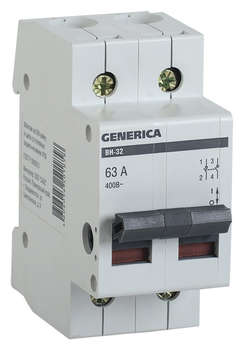 Автоматический выключатель IEK Выключатель MNV15-2-063 Generica 63A 2П 400В 2мод белый