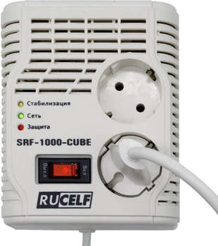 RUCELF Стабилизатор напряжения SRF-1000-CUBE 0.45кВА однофазный белый