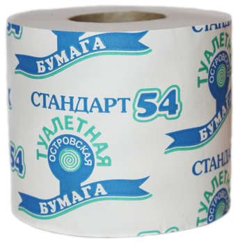 Бумага туалетная ОСТРОВСКАЯ СТАНДАРТ 54 бытовая 1-нослойная 35м серый
