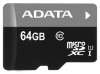 Карта памяти A-DATA Флеш карта microSDXC 64GB AUSDX64GUICL10-RA1 + adapter
