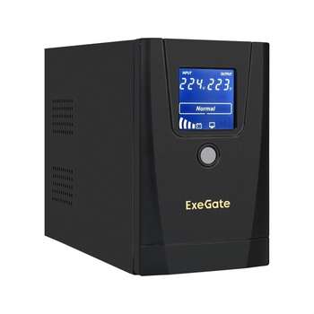 Источник бесперебойного питания EXEGATE EX292769RUS ИБП Power Smart ULB-650.LCD.AVR.1SH.2C13 <650VA/360W, LCD, AVR,1*Schuko+2*C13, металлический корпус, Black>