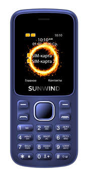 Сотовый телефон SUNWIND Мобильный телефон A1701 CITI 32Mb синий моноблок 2Sim 1.77" 128x160 GSM900/1800 GSM1900 FM microSD max32Gb
