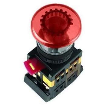 Автоматический выключатель IEK BBG20-AELA-K04 Кнопка AELA22 "Грибок" красный d22 мм неон/240В 1з+1р