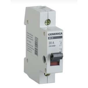 Автоматический выключатель IEK MNV15-1-020 Выключатель нагрузки  ВН-32 1Р 20А GENERICA