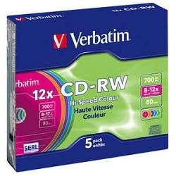 Оптический диск Verbatim Диски CD-RW  8-12x 700Mb 80min  [43167]