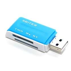 Картридер 5Bites RE2-102BL  Устройство ч/з карт памяти  USB2.0 / ALL-IN-ONE / USB PLUG / BLUE