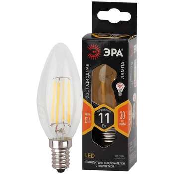 Лампа ЭРА Б0046985 Лампочка светодиодная F-LED B35-11W-827-E14 Е14 / Е14 11Вт филамент свеча теплый белый свет