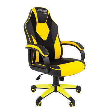 Игровое кресло CHAIRMAN Кресло компьютерное СН GAME 17, ткань TW/экокожа, черное/желтое, 7028515
