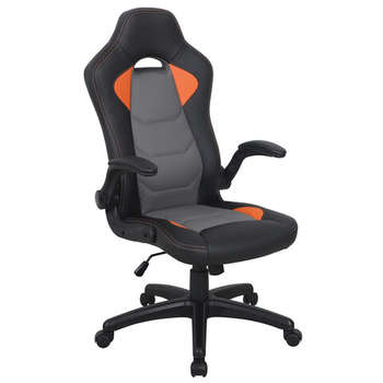 Игровое кресло BRABIX Кресло компьютерное "Skill GM-005", откидные подлокотники, экокожа, черное/оранжевое, 532495