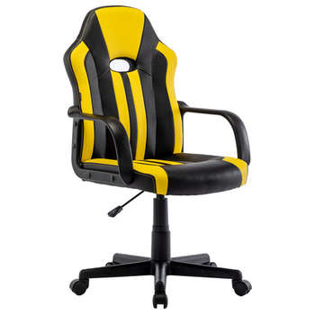 Игровое кресло BRABIX Кресло компьютерное "Stripe GM-202", экокожа, черное/желтое, 532510