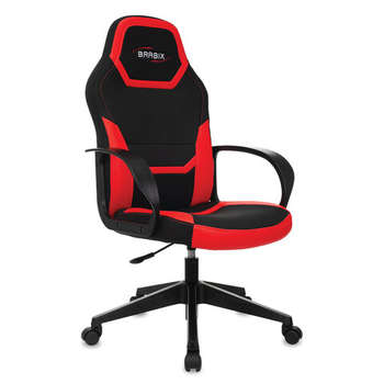 Игровое кресло BRABIX Кресло компьютерное "Alpha GM-018", ткань/экокожа, черное/красное, 532637, GM-018_532637