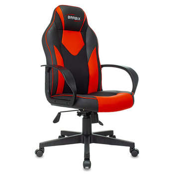 Игровое кресло BRABIX Кресло компьютерное "Game GM-017", экокожа/ткань, черное/красное, 532642, GM-017_532642